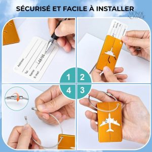 Étiquette de bagage en métal durable et élégante