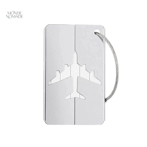 Étiquette de valise en métal avec design élégant