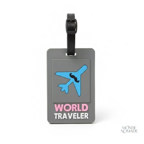 Étiquette de valise motif avion - World Traveler
