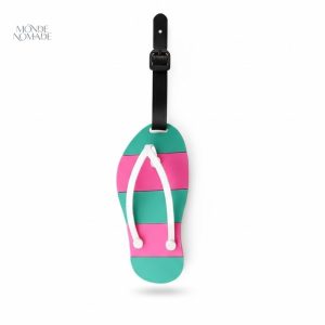 Étiquette de bagage à motif tong coloré