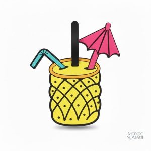 Étiquette de valise ananas tropical originale