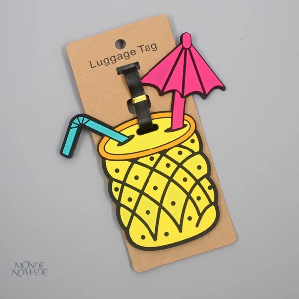 Étiquette de bagage en forme d'ananas coloré