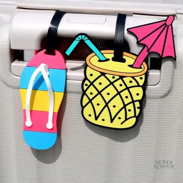 Étiquette de valise amusante motif tropical ananas