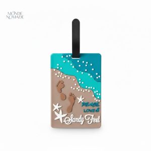 Étiquette de valise motifs plage et vacances