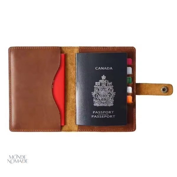 Porte-passeport en cuir, design moderne et fonctionnel