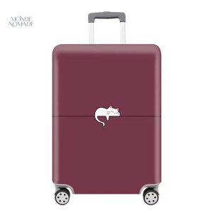 Housse de protection pour valise chat bordeaux