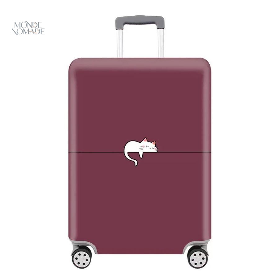 Housse de protection pour valise chat bordeaux