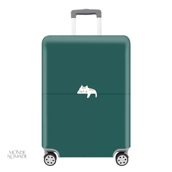 Housse de protection valise pour chat verte