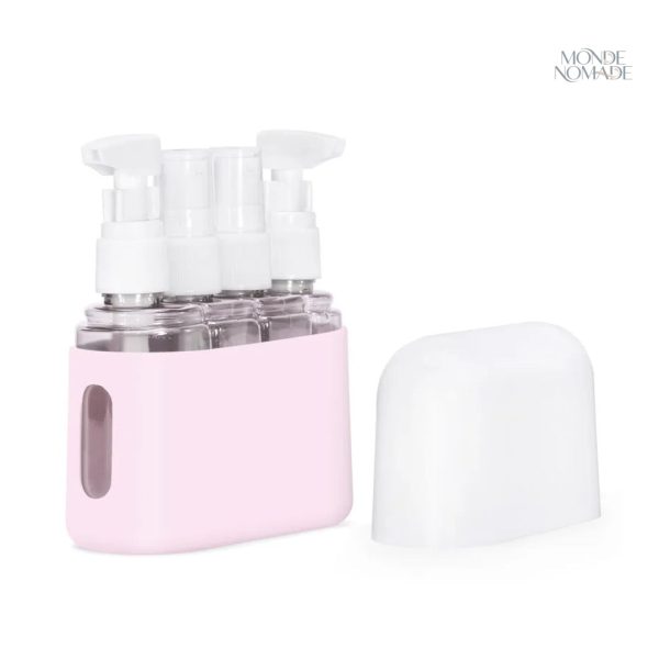 Trousse de toilette pratique pour voyage avec 4 flacons