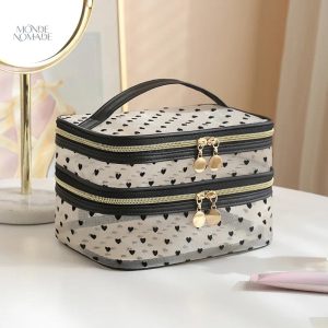 Accessoire de beauté compact à motif cœurs