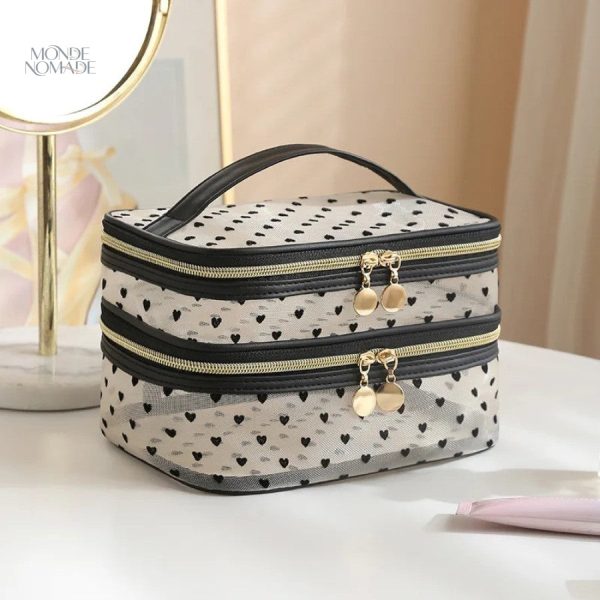 Accessoire de beauté compact à motif cœurs