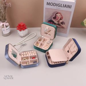 Boîte à bijoux en velours, élégante et compact