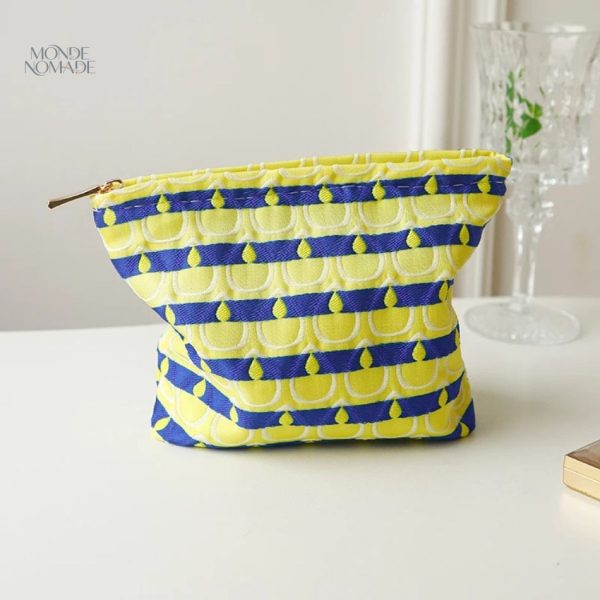 Petite trousse avec motifs de paon pour maquillage