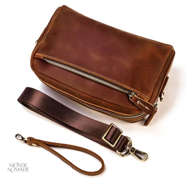 Pochette de voyage raffinée en cuir pour hommes