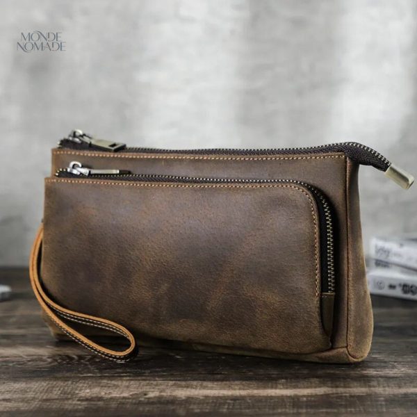 Trousse de toilette en cuir pour homme élégante