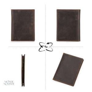 Porte passeport élégant en cuir véritable