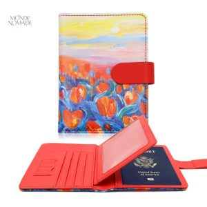 Protège-passeport à fleurs colorées et tendance