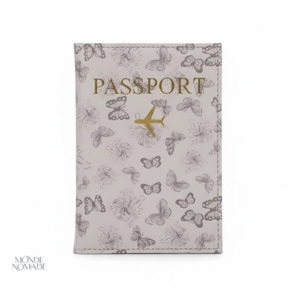 Accessoire de voyage : étui passeport motifs papillons