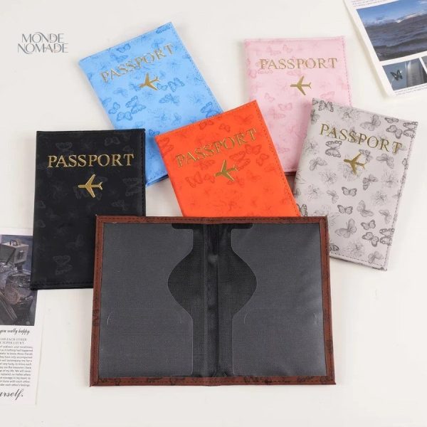 Étui pour passeport en textile à motifs de papillons