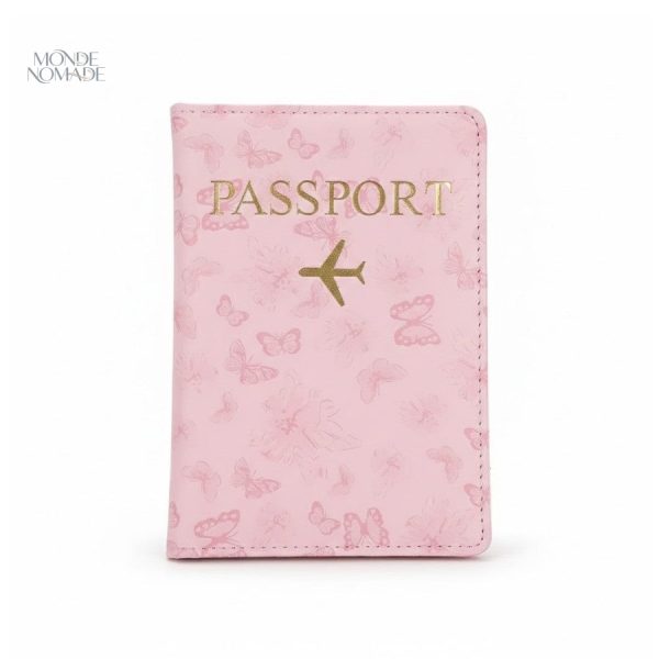 Protège passeport original orné de papillons artistiques