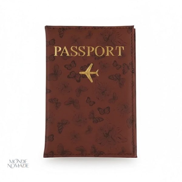 Étui passeport unique avec motif papillon en relief