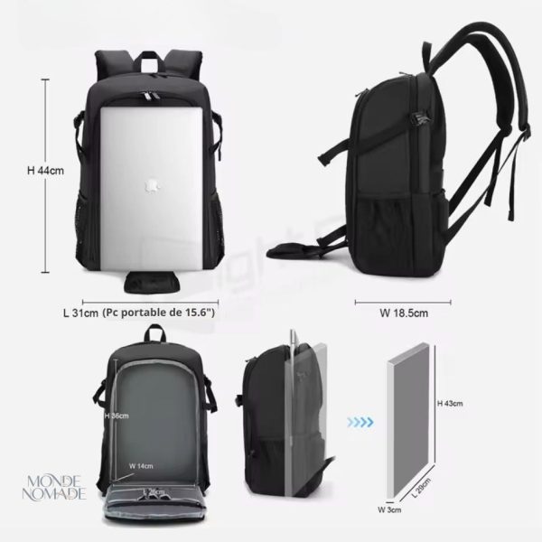 Sac à dos de voyage avec accès rapide aux appareils