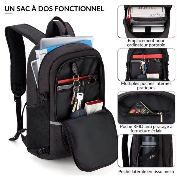 Sac à dos avec verrouillage à 3 chiffres pour tranquillité