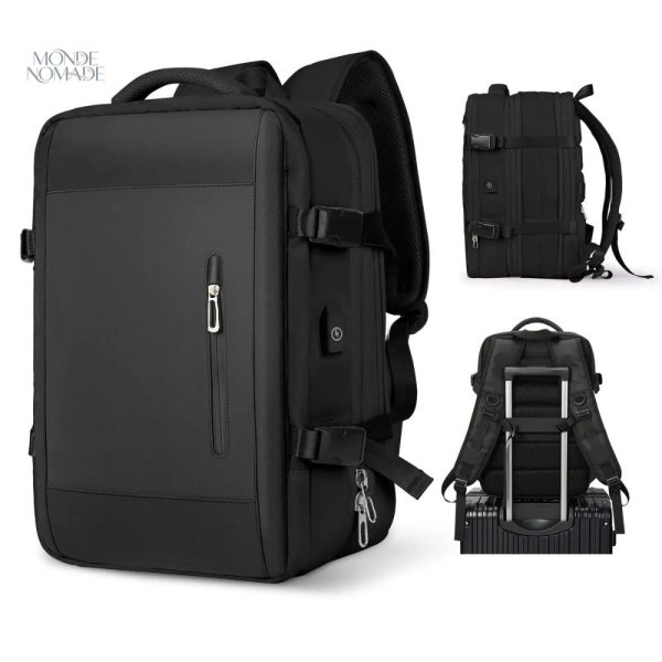 Sac à Dos Noir Compact pour Voyage