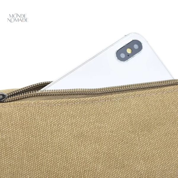 Accessoire de voyage : sac banane en toile