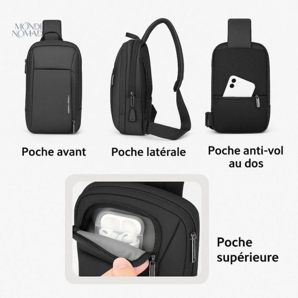 Sac bandoulière pour tablette, style moderne et fonctionnel