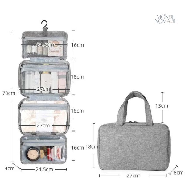 Organisateur de voyage compact avec crochet pour suspendre