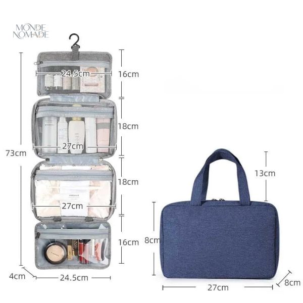 Trousse de toilette design avec crochet intégré pour gain de place