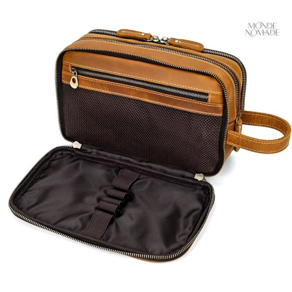 Trousse de toilette en cuir souple