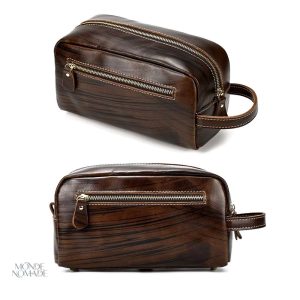 Trousse de toilette élégante en cuir pour homme