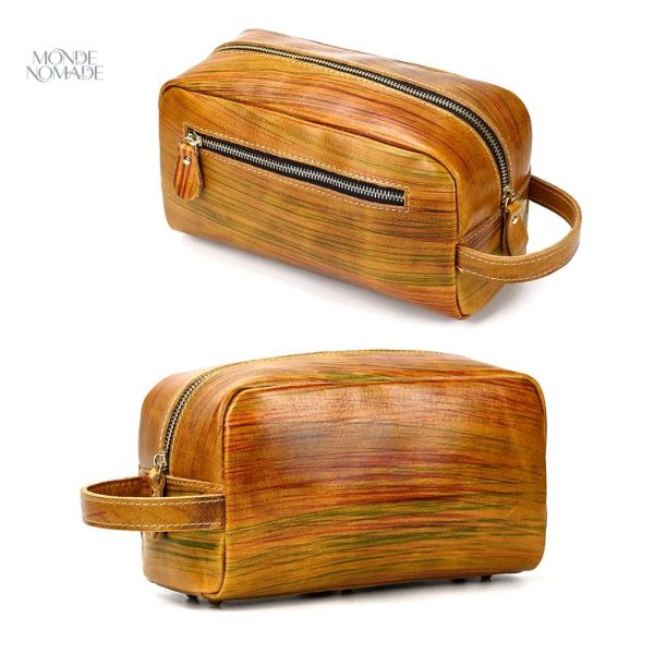 Trousse de toilette design en cuir pour hommes