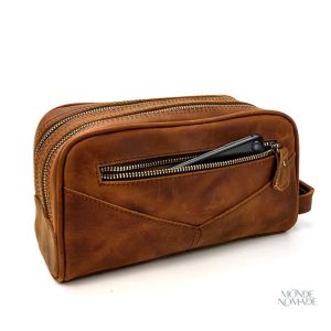 Trousse de toilette en cuir, design sobre et chic