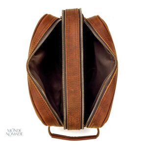 Trousse de toilette marron, idéale pour les déplacements