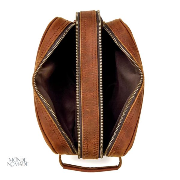 Trousse de toilette marron, idéale pour les déplacements