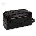Trousse de toilette en cuir noir élégante et pratique