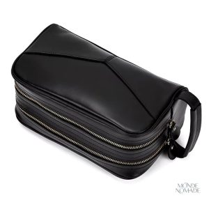 Trousse de toilette cuir noir pour un rangement soigné