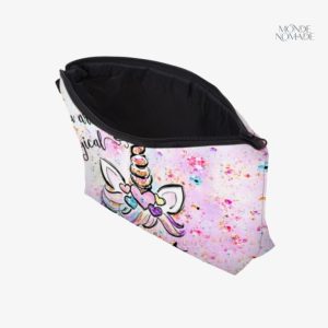 Trousse de toilette fille avec motif licorne, pratique et tendance