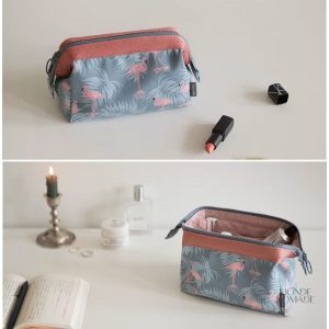 Trousse chic avec design flamant rose coloré