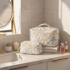 Trousse de toilette originale au style fleuri et matelassé