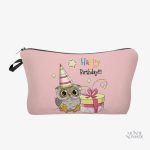 Trousse de toilette Happy Birthday avec motif hibou coloré
