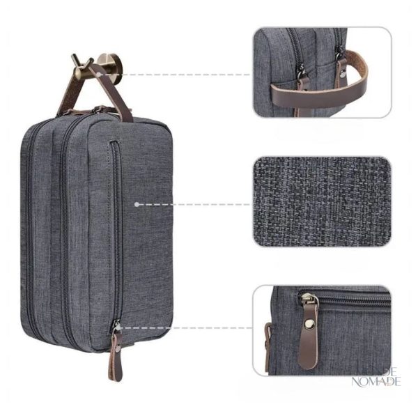 Trousse de toilette homme fonctionnelle, deux espaces de rangement