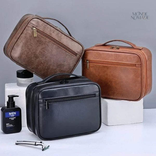 Trousse de toilette homme pratique avec crochet suspendu