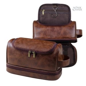 Trousse de Toilette Homme en Cuir Suspendue