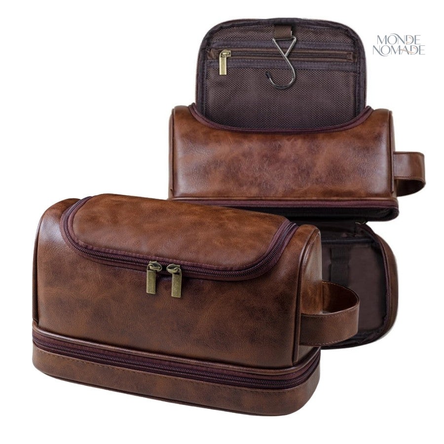 Trousse de Toilette Homme Cuir à Suspendre