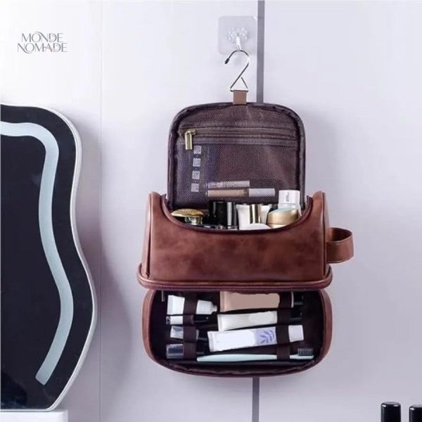 Trousse de toilette masculine en cuir résistant