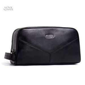 Trousse de toilette en cuir personnalisée pour homme